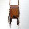 LC-ADBGM124 Handcrafted Leather Messenger Bag - Beaded Medallion & Fringe with Braided Strap