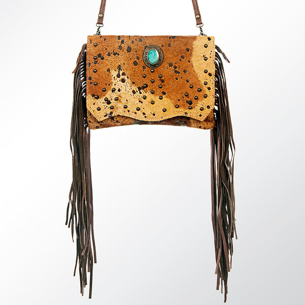 ADBG640 American Darling Hair-On Cowhide Western Small Cross body Bag with Fringes