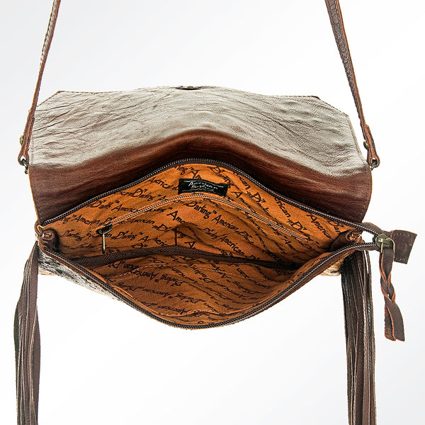 ADBG640 American Darling Hair-On Cowhide Western Small Cross body Bag with Fringes