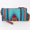 ADBG642 American Darling Hand Tooled Floral & Saddle Blanket Western Leather Wristlet Bag