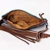 ADBG642 American Darling Hand Tooled Floral & Saddle Blanket Western Leather Wristlet Bag