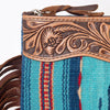 ADBG642 American Darling Hand Tooled Floral & Saddle Blanket Western Leather Wristlet Bag