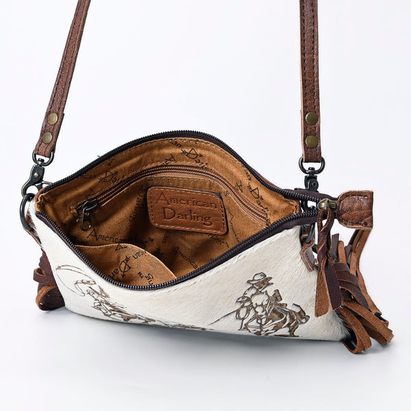 ADBG109 American Darling Western Leather Crossbody Bag Hair-On Cowhide and Fringe