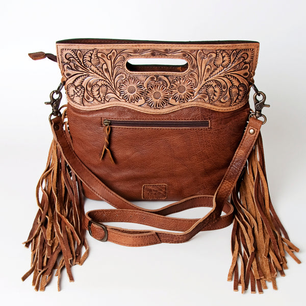 LC-ADBGS146 Western Crossbody Bag - Tooled Leather & Hair-On Hide