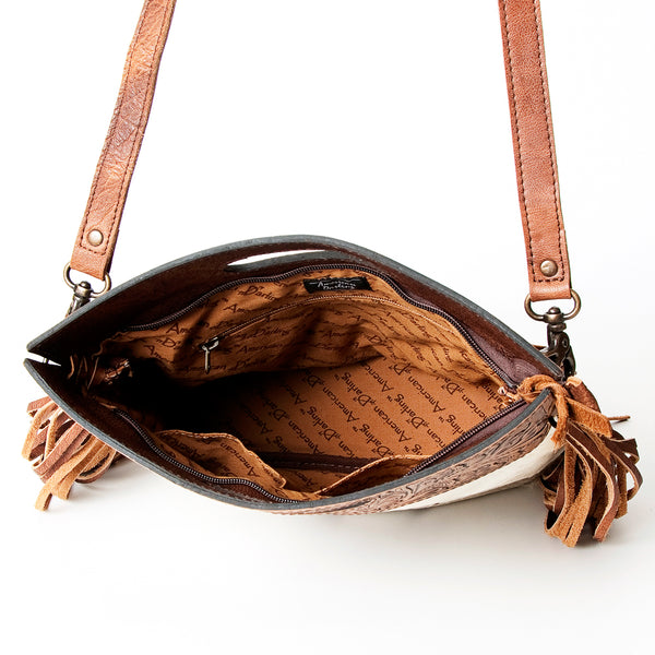 LC-ADBGS146 Western Crossbody Bag - Tooled Leather & Hair-On Hide