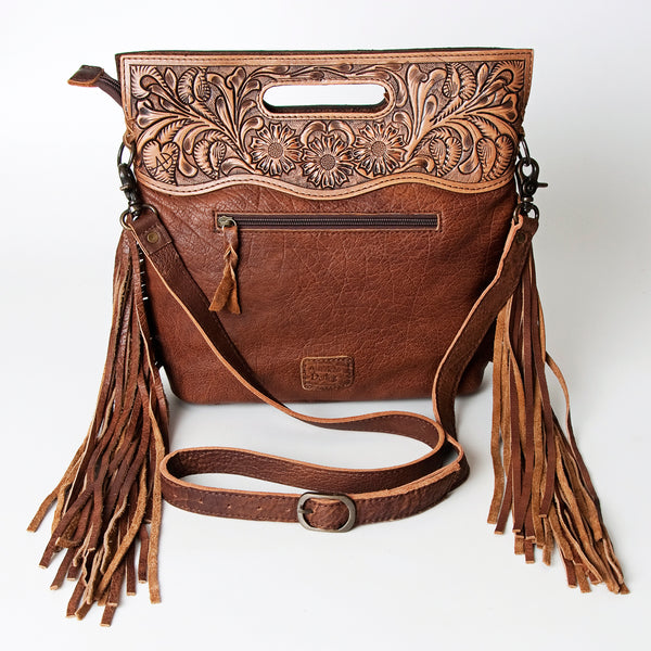 LC-ADBGS146 Western Crossbody Bag - Tooled Leather & Hair-On Hide