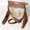 LC-ADBGS146 Western Crossbody Bag - Tooled Leather & Hair-On Hide