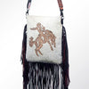 ADBGS192 Cowhide Large Crossbody Bag with Tooled Strap & Fringe - Western Rodeo Purse