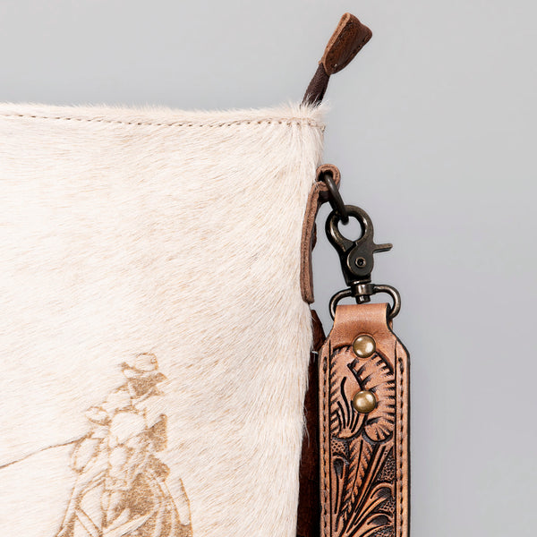 ADBGS192 Cowhide Large Crossbody Bag with Tooled Strap & Fringe - Western Rodeo Purse