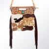 ADBG612C American Darling Hand Tooled Floral & Hair-On Cowhide Western Leather Clutch Bag with Fringes