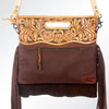 ADBG612C American Darling Hand Tooled Floral & Hair-On Cowhide Western Leather Clutch Bag with Fringes