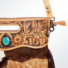 ADBG612C American Darling Hand Tooled Floral & Hair-On Cowhide Western Leather Clutch Bag with Fringes