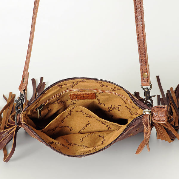 ADBG614 American Darling Handcrafted Western Leather Cross body Bag with Fringes