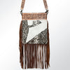 ADBG649 American Darling Hand Tooled Floral & Hair-On Cowhide Western Large Cross body Bag