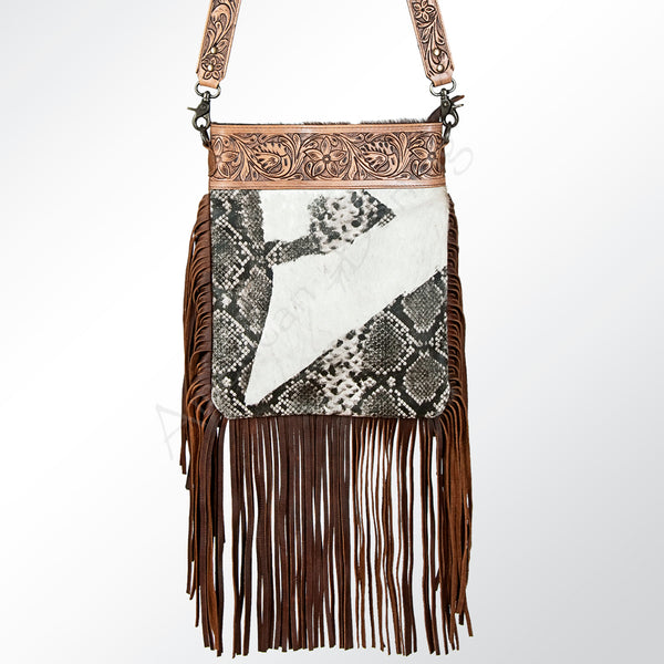 ADBG649 American Darling Hand Tooled Floral & Hair-On Cowhide Western Large Cross body Bag