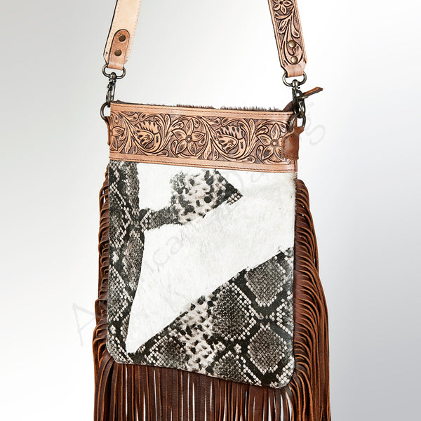 ADBG649 American Darling Hand Tooled Floral & Hair-On Cowhide Western Large Cross body Bag