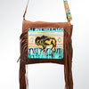 ADBGM109 Fringed Leather Western Crossbody Bag - Painted Artwork