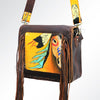 ADBGM109 Fringed Leather Western Crossbody Bag - Painted Artwork