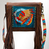 ADBGM109 Fringed Leather Western Crossbody Bag - Painted Artwork