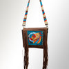 ADBGM109 Fringed Leather Western Crossbody Bag - Painted Artwork