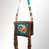 ADBGM109 Fringed Leather Western Crossbody Bag - Painted Artwork