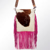 ADBG730 American Darling Pink Fringe Cowhide Bag Hand Tooled Leather Western Crossbody Purse