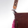 ADBG730 American Darling Pink Fringe Cowhide Bag Hand Tooled Leather Western Crossbody Purse