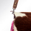 ADBG730 American Darling Pink Fringe Cowhide Bag Hand Tooled Leather Western Crossbody Purse