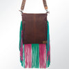ADBG731 American Darling Hand Tooled Floral Carved Strap Large Cross body Bag Hair-On Cowhide Western Fringed Purse