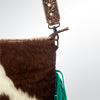 ADBG731 American Darling Hand Tooled Floral Carved Strap Large Cross body Bag Hair-On Cowhide Western Fringed Purse