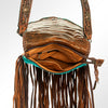 ADBG733 American Darling Hand Tooled Floral Carved Strap Cross body Bag Hair-On Cowhide Western Fringed Purse