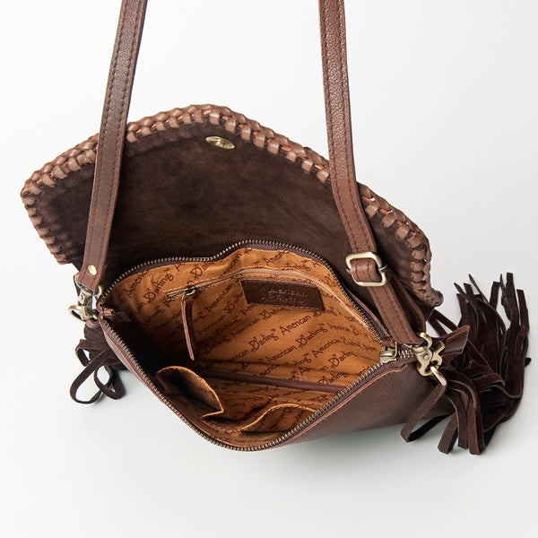 ADBGD119 American Darling Hand Tooled Floral Leather Envelope Crossbody with Turquoise Concho
