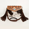 ADBGD120 American Darling Hand Tooled Floral & Hair-On Cowhide Envelope with Turquoise Concho