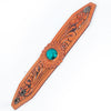 ADBRF137 Hand Tooled Leather Cuff Bracelet - Saddle Tan with Turquoise Stone Concho