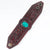 ADBRF138 Hand Tooled Leather Cuff Bracelet - Maroon Floral Design with Turquoise Stone