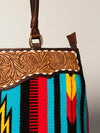 ADBGA151 American Darling Floral Tooled Leather & Woven Saddle Blanket Tote Bag