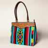 ADBGA151 American Darling Floral Tooled Leather & Woven Saddle Blanket Tote Bag