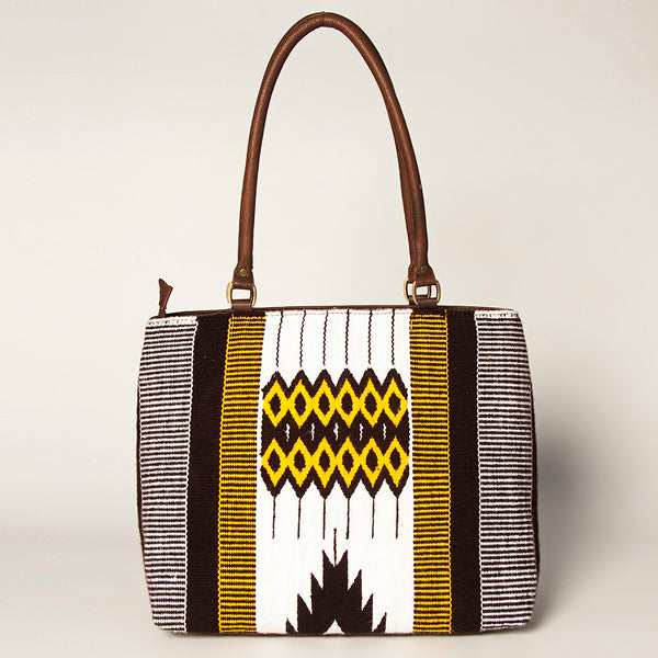 ADBGA151 American Darling Floral Tooled Leather & Woven Saddle Blanket Tote Bag