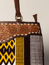 ADBGA151 American Darling Floral Tooled Leather & Woven Saddle Blanket Tote Bag