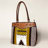 ADBGA151 American Darling Floral Tooled Leather & Woven Saddle Blanket Tote Bag