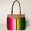 ADBGA151 American Darling Floral Tooled Leather & Woven Saddle Blanket Tote Bag