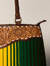 ADBGA151 American Darling Floral Tooled Leather & Woven Saddle Blanket Tote Bag