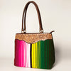 ADBGA151 American Darling Floral Tooled Leather & Woven Saddle Blanket Tote Bag
