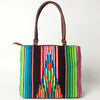 ADBGA151 American Darling Floral Tooled Leather & Woven Saddle Blanket Tote Bag