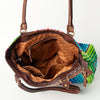 ADBGA151 American Darling Floral Tooled Leather & Woven Saddle Blanket Tote Bag