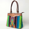 ADBGA151 American Darling Floral Tooled Leather & Woven Saddle Blanket Tote Bag