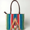 ADBGA151 American Darling Floral Tooled Leather & Woven Saddle Blanket Tote Bag