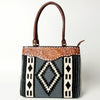 ADBGA151 American Darling Floral Tooled Leather & Woven Saddle Blanket Tote Bag