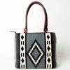 ADBGA151 American Darling Floral Tooled Leather & Woven Saddle Blanket Tote Bag