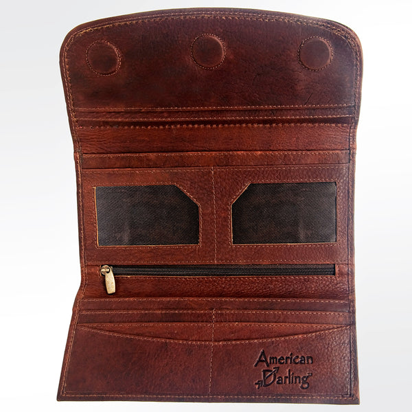 ADBGM102 Western Floral Tooled Leather Wallet - Boho Rodeo Clutch